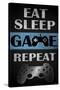 Eat Sleep Game Repeat-Denise Brown-Stretched Canvas