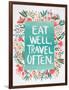 Eat Well Travel Often - Floral-Cat Coquillette-Framed Art Print