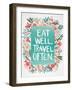 Eat Well Travel Often - Floral-Cat Coquillette-Framed Art Print