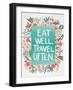 Eat Well Travel Often - Floral-Cat Coquillette-Framed Art Print