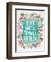 Eat Well Travel Often - Floral-Cat Coquillette-Framed Art Print