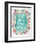 Eat Well Travel Often - Floral-Cat Coquillette-Framed Art Print