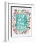 Eat Well Travel Often - Floral-Cat Coquillette-Framed Art Print