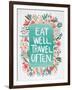 Eat Well Travel Often - Floral-Cat Coquillette-Framed Art Print