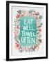 Eat Well Travel Often - Floral-Cat Coquillette-Framed Art Print