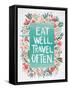 Eat Well Travel Often - Floral-Cat Coquillette-Framed Stretched Canvas