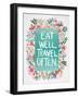 Eat Well Travel Often - Floral-Cat Coquillette-Framed Art Print