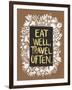 Eat Well Travel Often - White Floral-Cat Coquillette-Framed Art Print