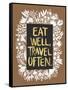 Eat Well Travel Often - White Floral-Cat Coquillette-Framed Stretched Canvas