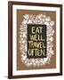 Eat Well Travel Often - White Floral-Cat Coquillette-Framed Art Print