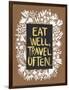 Eat Well Travel Often - White Floral-Cat Coquillette-Framed Art Print