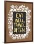 Eat Well Travel Often - White Floral-Cat Coquillette-Framed Art Print