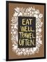 Eat Well Travel Often - White Floral-Cat Coquillette-Framed Art Print