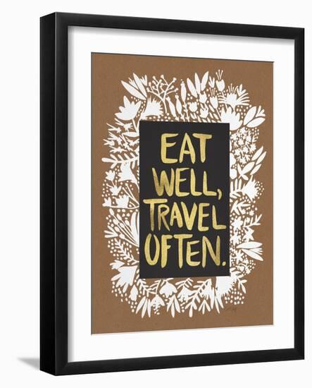 Eat Well Travel Often - White Floral-Cat Coquillette-Framed Art Print