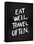 Eat Well Travel Often - White Ink-Cat Coquillette-Framed Stretched Canvas