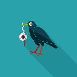 Halloween Crow and Eyeball Flat Icon with Long Shadow,Eps10-eatcute-Art Print