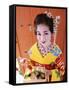 Eating Sushi, Apprentice Geisha (Maiko) Dressed in Kimono, Kyoto, Honshu, Japan-null-Framed Stretched Canvas