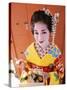 Eating Sushi, Apprentice Geisha (Maiko) Dressed in Kimono, Kyoto, Honshu, Japan-null-Stretched Canvas