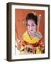 Eating Sushi, Apprentice Geisha (Maiko) Dressed in Kimono, Kyoto, Honshu, Japan-null-Framed Photographic Print