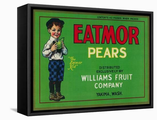 Eatmor Pear Crate Label - Yakima, WA-Lantern Press-Framed Stretched Canvas