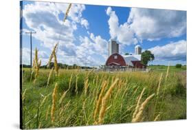 Eau Claire, Wisconsin, Farm and Red Barn in Picturesque Farming Scene-Bill Bachmann-Stretched Canvas
