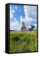 Eau Claire, Wisconsin, Farm and Red Barn in Picturesque Farming Scene-Bill Bachmann-Framed Stretched Canvas