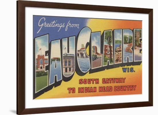 Eau Claire, Wisconsin - Large Letter Scenes-Lantern Press-Framed Premium Giclee Print