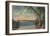 Eau Gallie, Florida - View of Indian River & Bridge-Lantern Press-Framed Art Print