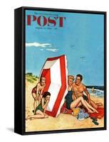 "Eavesdropping on Love," Saturday Evening Post Cover, August 13, 1960-Amos Sewell-Framed Stretched Canvas