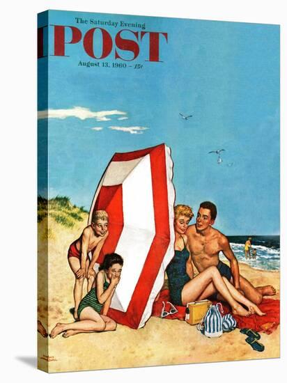 "Eavesdropping on Love," Saturday Evening Post Cover, August 13, 1960-Amos Sewell-Stretched Canvas