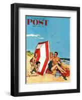 "Eavesdropping on Love," Saturday Evening Post Cover, August 13, 1960-Amos Sewell-Framed Giclee Print