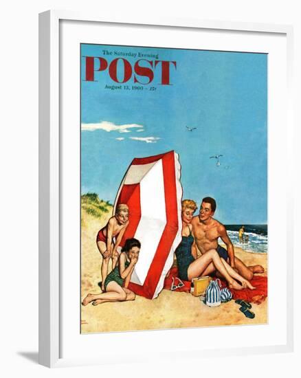 "Eavesdropping on Love," Saturday Evening Post Cover, August 13, 1960-Amos Sewell-Framed Giclee Print