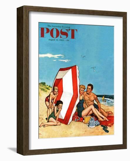 "Eavesdropping on Love," Saturday Evening Post Cover, August 13, 1960-Amos Sewell-Framed Giclee Print