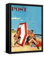"Eavesdropping on Love," Saturday Evening Post Cover, August 13, 1960-Amos Sewell-Framed Stretched Canvas