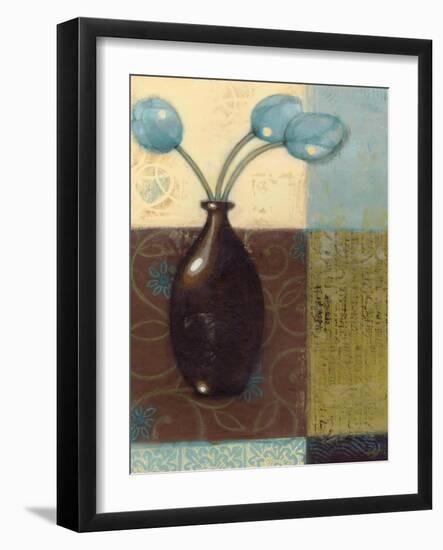 Ebony Vase with Blue Tulips II-Norman Wyatt Jr.-Framed Art Print