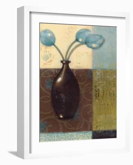 Ebony Vase with Blue Tulips II-Norman Wyatt Jr.-Framed Art Print