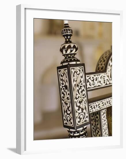 Ebony Wood and Ivory Inlay Detail on One of the Pair of Throne Chairs, Sirohi Palace, Sirohi, India-John Henry Claude Wilson-Framed Photographic Print