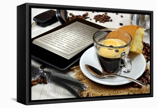 Ebook Breakfast-Graphicstockphoto-Framed Stretched Canvas