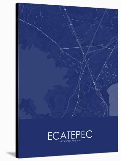 Ecatepec, Mexico Blue Map-null-Stretched Canvas