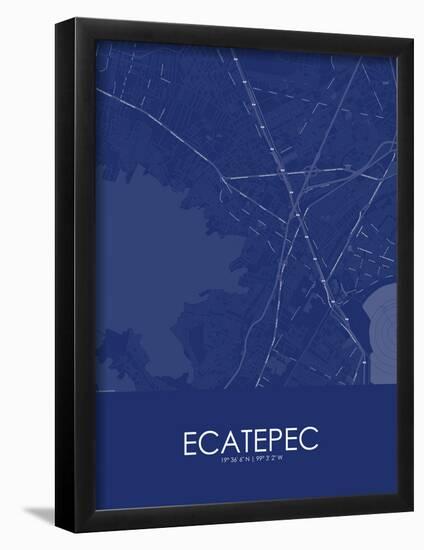 Ecatepec, Mexico Blue Map-null-Framed Poster