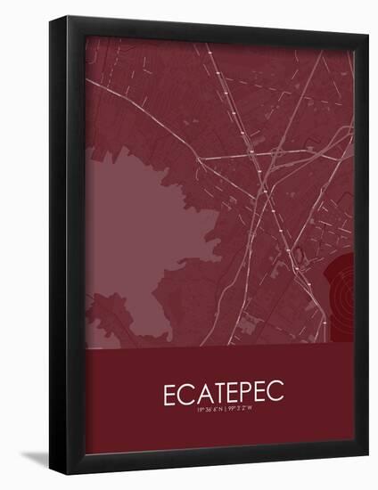 Ecatepec, Mexico Red Map-null-Framed Poster