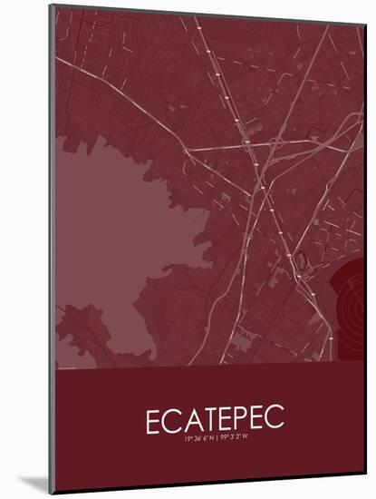 Ecatepec, Mexico Red Map-null-Mounted Poster