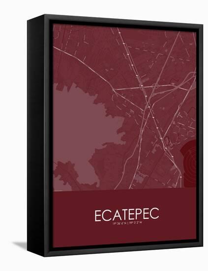 Ecatepec, Mexico Red Map-null-Framed Stretched Canvas