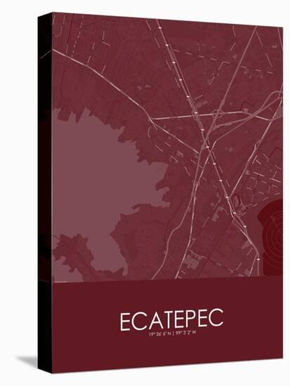 Ecatepec, Mexico Red Map-null-Stretched Canvas