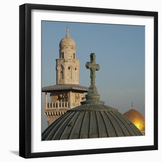 Ecce Homo Dome, Minaret and Dome of the Rock, Jerusalem, Israel, Middle East-Eitan Simanor-Framed Photographic Print