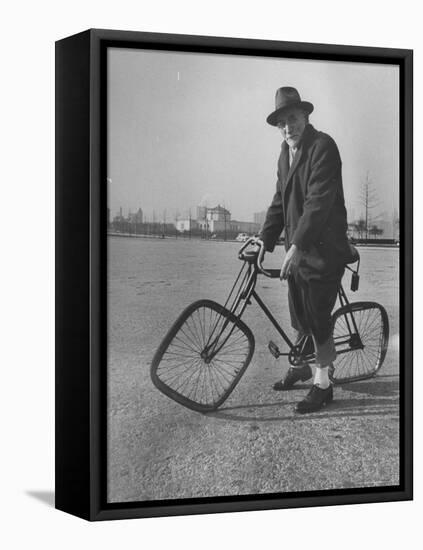 Eccentric Square-Wheeled Bicycle-Wallace Kirkland-Framed Stretched Canvas