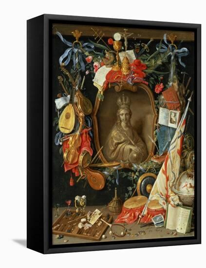 Ecclesia Surrounded by Symbols of Vanity (On Copper)-Jan van Kessel-Framed Stretched Canvas