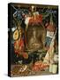 Ecclesia Surrounded by Symbols of Vanity (On Copper)-Jan van Kessel-Stretched Canvas