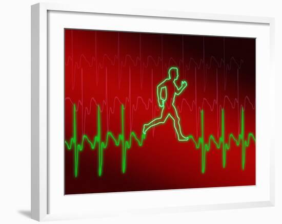 ECG And Man Running-PASIEKA-Framed Photographic Print