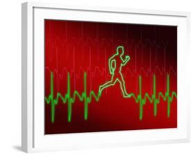 ECG And Man Running-PASIEKA-Framed Photographic Print